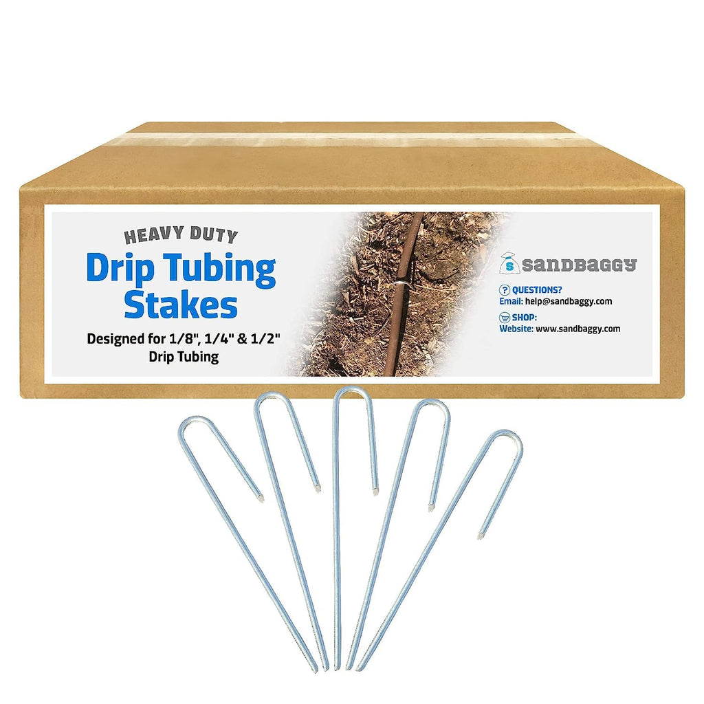 Sandbaggy DRIP TUBING Stakes Landscape Staples | 5 inch Length | Drip Anchors | Landscape Pins | Lawn Nails | Garden Stakes | Hold Drip Tubing Up to 1/4" Diameter | 14-Gauge Standard | Pack of 1000