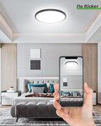 zemty 12Pack 12 Inch LED Flush Mount Ceiling Light, Super Slim 28W 3200lm LED Ceiling Light, 3 Color Temperature in One 3000k/4500k/6000K Round Light Fixture for Bedroom, Kitchen, Dining Room (Black)