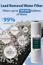 iSpring F3WGB32BCPB 20" x 4.5" Whole House Water Filters for WGB32B Series Water Filter Systems, includes Sediment, Carbon Block, and Lead-Removal Filters