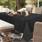 Outdoor Tablecloth Wrinkle-Free Stain Resistant Waterproof Polyester Fabric Table Cover with Zipper Umbrella Hole for Picnic/Party/Dinner/Patio Garden(60×84inch,Zippered,Black)