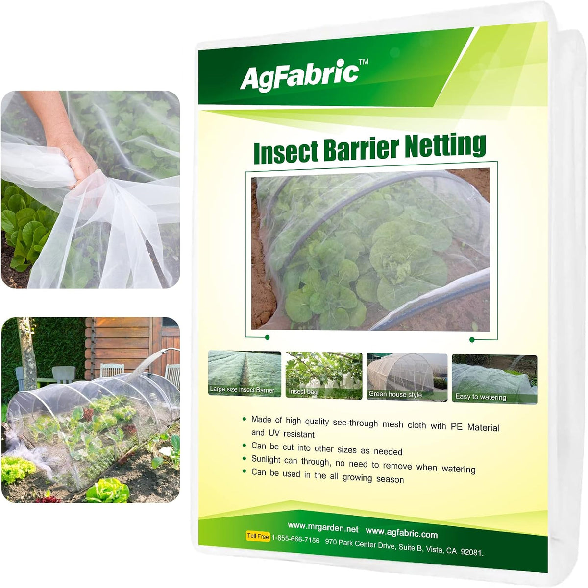 Agfabric Garden Netting 16'x30' Insect Pest Barrier Bird Netting for Garden Protection,Row Cover Mesh Netting for Vegetables Fruit Trees and Plants,White