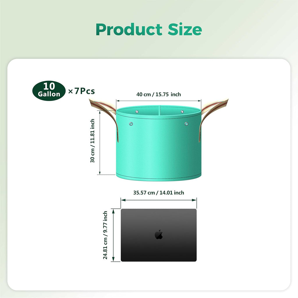 7 Pcs 10 Gallon Potato Grow Bag, PE Garden pots Plant Grow Bag with Branch-Binding Holes and Drain holefor for Vegetables, Strawberries, Flowers