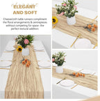 Aktor 4 Pack Beige Table Runner Boho Cheesecloth Table Runner Semi Sheer Gauze Fabric Runners for Wedding Birthday Baby Shower Party Boho Table Decoration（Beige）