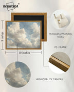 InSimSea Framed Wall Art for Living Room Cloud Canvas Wall Decor Bedroom Cloudy Artwork Retro Oil Paintings Pictures Prints Gallery Boho Vintage Cloudscape Soaring Birds Farmhouse Decor Office 8x10In