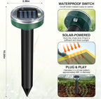 Mole Repellent Solar Powered 10 Pack Snake Repellent Ultrasonic, Groundhog Repeller,Gopher Repeller Sonic Mole Deterrent Spikes, Snake Gopher Mole Vole Repellent Outdoor for Lawn Garden & Yard