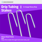 Sandbaggy 100-Pack DRIP TUBING Stakes Landscape Staples | 5 inch Length - 11 Gauge Heavy Duty | Drip Anchors | Landscape Pins | Garden Lawn Nails | Designed to Hold Drip Tubing Up to 1/2" Diameter