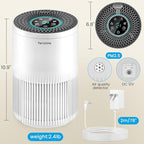 Air Purifiers for Bedroom Home, Air Purifier with PM 2.5 Air Quality Monitor Cover Up to 1235 Ft², Air Filter Cleaner with 5 mode Light, Sleep Mode, Timer, Fragrance Sponge for Smoke, Odor, Dander