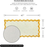 MONDAY MOOSE Bath Mat with Scalloped Wavy Ripple Design, Microfiber Absorbent Non Slip Tufted Rug for Floor, Shower or Kitchen (24x47 inch, Yellow)