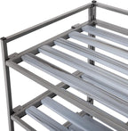 Seville Classics Sturdy Freestanding Storage Shelf for Bedroom, Closet, Entryway, Dorm Room Organizer Stackable Durable Metal Shoe Rack Silver Mist Slat, 3-Tier