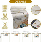 Fall Thanksgiving Cotton Linen Table Runner for Dining Kitchen, Orange Pumpkins Outdoor Party Autumn Tablerunners Decoration, Rustic Wheat Leaves Dresser Scarf Coffee Tablecloth Runners 13x36 Inches