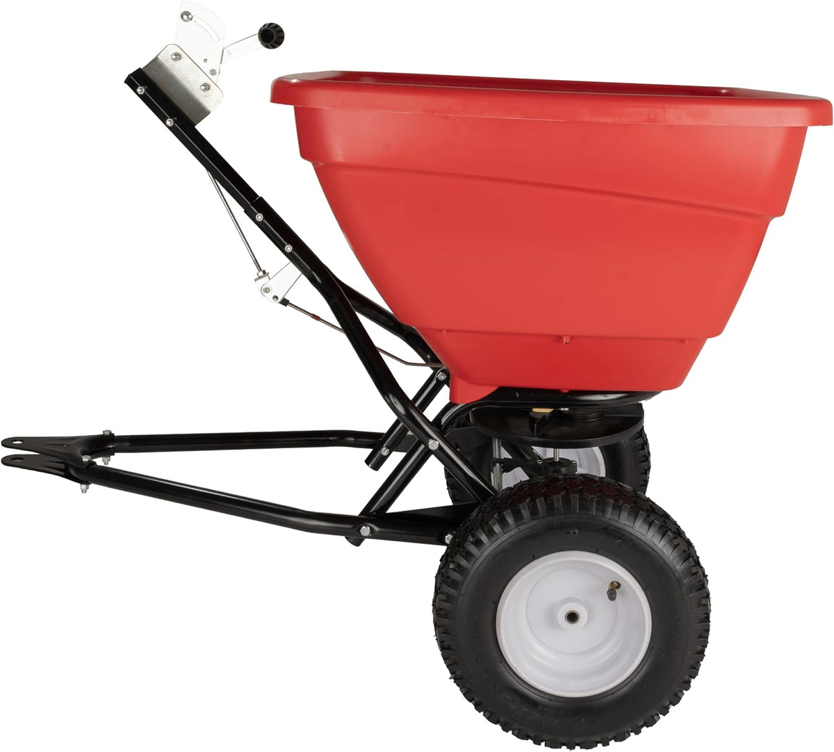EarthWay Products T150 150lb Towable Broadcast Fertilizer Spreader, Seed Spreader, Pull Behind Aerator/Seeder for Garden Tractor, Easy Flow Control, Adjustable, Non-Skid Tires