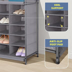 STORAGE MANIAC Stackable Shoe Cubby Organizer, Free Standing Shoe Cube Rack for Entryway, Bedroom, Apartment, Closet, 20-Cube Gray