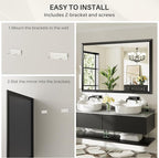 50x30 Inch Black Bathroom Mirror for Wall, Thick Metal Framed Rectangle Mirrors for Over Sink, Bedroom, Living Room, Entryway, Anti-Rust, HD Tempered Glass