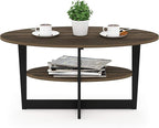 Furinno Coffee Table, 1-Pack, Columbia Walnut/Black