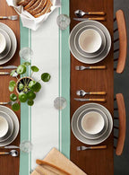 Eucalyptus Cotton Linen Table Runner for Dining Kitchen, Wedding Outdoor Party Tablerunners Decoration, Green Leaves Botanical Plants Watercolor Dresser Scarf Coffee Tablecloth Runners 13x60 Inches