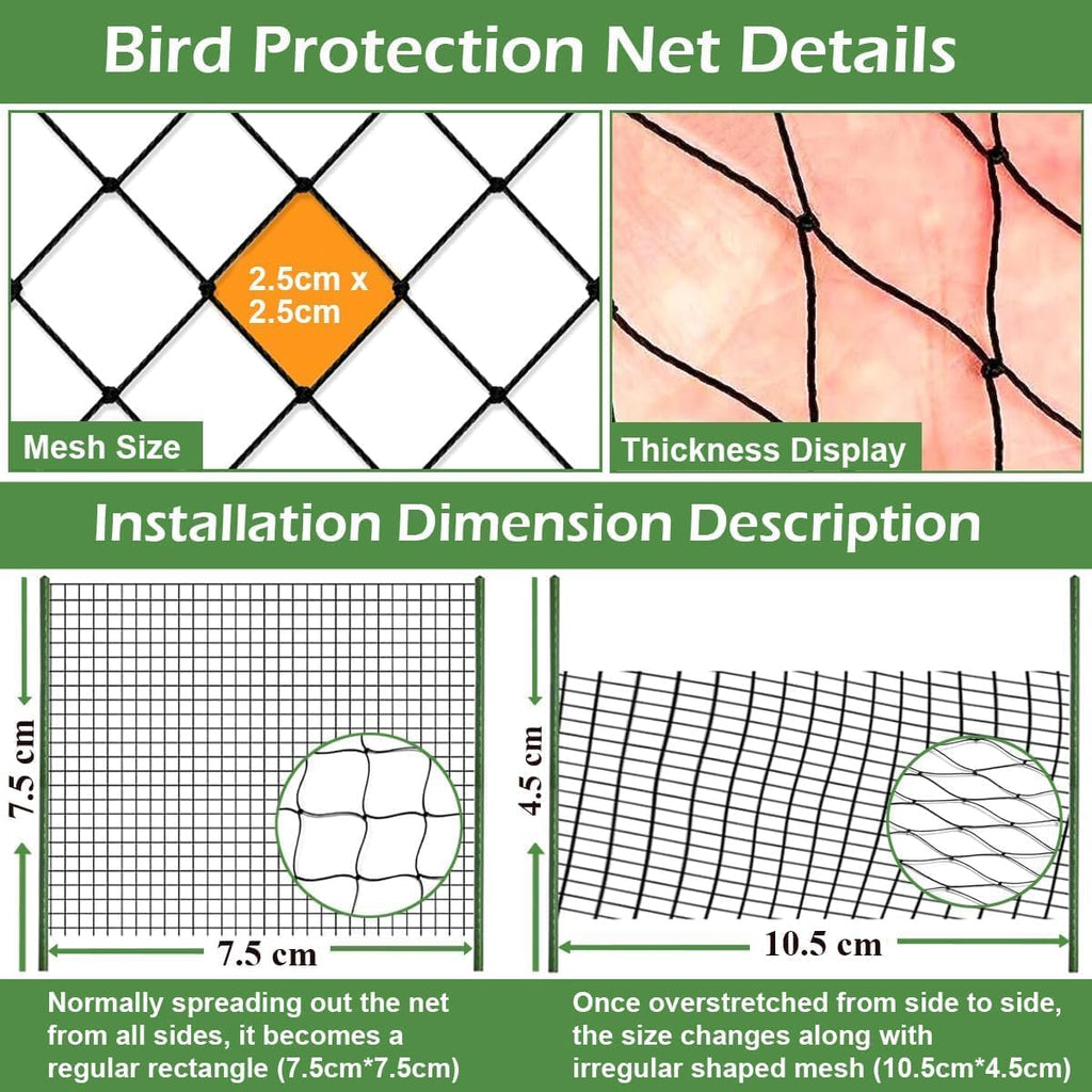 Bird Netting 25x25 Ft, 1 in Mesh Heavy Garden Protection Net, Reusable Deer Net for Protect Fruit Trees, Plants and Vegetables, Chicken, Bird Repellent, Squirrels and Other Animals
