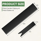6PCS 8 inch Steel Landscape Edging Kit - 40" L x 8" H Each (20ft Total) Galvanized Steel Edge for Lawn Yard- No-Dig Hammer-in Heavy Duty Metal Edging Border with 6 Clips