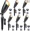 Low Voltage Spot Lights - Black Solid Brass Landscape Spotlight Wired, 12V Outdoor LED Bullet Uplights, Waterproof Electric for Patio Wall with 4000K Bright White MR16 Bulb (6 Pack)