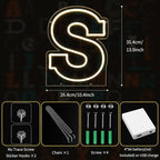 Light Up Letters S, Led Marquee Letter Lights Neon Sign, 13.9" Height Decorative Lighted Alphabet Number, Battery/USB Powered Led Letters Lights for Wedding, Birthday, Party, Christmas or Home Decor
