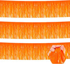 3 Pack 10 Long Macaron Orange Metallic Foil Fringe Garland Wall Hanging Tassle Banner, Mother's Day, Easter, Parade Floats, Birthday, Theme Party, Wedding Party Decorations