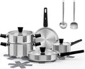 Stainless Steel Cookware Set, 14-Piece Pots and Pans Set, Kitchen Cookware Set with Stay-Cool Handle, Non-Toxic, Dishwasher Safe & Compatible with All Stovetops (Gas, Electric & Induction)