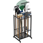 Garden Tool Organizer, Garage Tool Organizer & Garage Organization, Heavy Duty Steel Tool Storage Rack Holds 35 Rakes, Brooms Tools, Broom Holder and Mop Holder, Shed Organizer for Home Organization