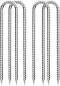 Rebar-Stakes-12-Inch, Ground Stakes Heavy Duty U-Hook Galvanized Anti-Rust Ground Anchors for Camping Tent Trampoline Accessories Dog Fence Chicken Coop Deer Fence 4pcs