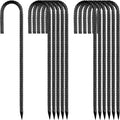 Rebar-Stakes-12-Inch, Ground Stakes Heavy Duty J-Hook Black Coated Anti-Rust Heavy Duty Ground Anchors for Garden Dog Fence Chicken Coop Christmas Decorations Deer Fence 12pcs