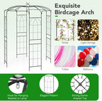 Happygrill Birdcage Shape Garden Arbor, 9.4 x 6.8FT Heavy Duty Gazebo with Hanging Hook for Climbing Plants, Outdoor Arch Pergola Pavilion for Wedding Party Ceremony Decoration