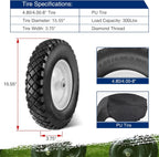 MaxAuto Wheelbarrow Tire 4.80 4.00-8 Flat-Free 4.80/4.00-8 Tire and Wheel w/Grease Fitting, 3" Centered Hub, 3/4" Bearings, 4.80 4.00-8 Tires for Hand Truck, Trolley, Garden Cart, Wagons