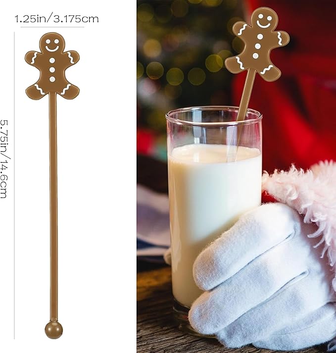 50 Pcs Christmas Drink Stirrers Xmas Coffee Stir Sticks Plastic Swizzle Sticks Cocktail Mixers for Holiday Party Supplies Hot Drinks Cocoa Bar Decoration