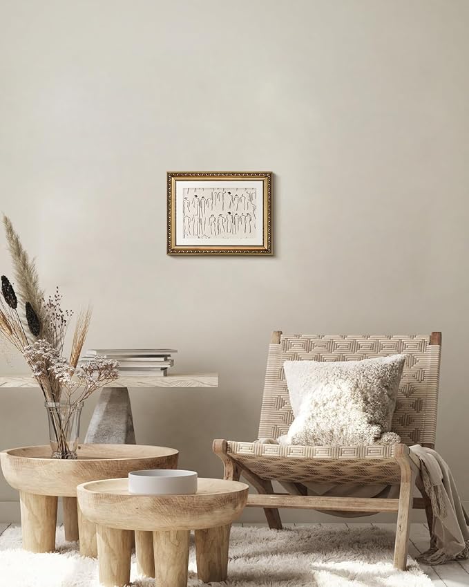 VIYYIEA Gold Framed Wall Art Canvas Print Home Decor Abstract Wall Art Room Decor Minimalist Portrait Artwork Shelf Decorations Vintage Bathroom Prints Line-Drawn Pictures Farmhouse Office 11x14in