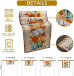 Fall Thanksgiving Southwest Cotton Linen Table Runner for Dining Kitchen, Orange Pumpkins Wedding Outdoor Party Rustic Tablerunners Decoration, Sunflower Dresser Scarf Tablecloth Runners 13x48 Inches