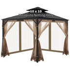 OIPUNSHLE 10x10 Gazebo Universal Replacement Mosquito Netting, Brown