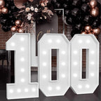 Marquee Numbers Large 100th-Birthday Decorations: 4ft Light Up Number Party Decor 100 Year Old Women And Men Birthday Decoration Backdrop Anniversary Cardboard Big Mosaic Balloon Frame Number 100