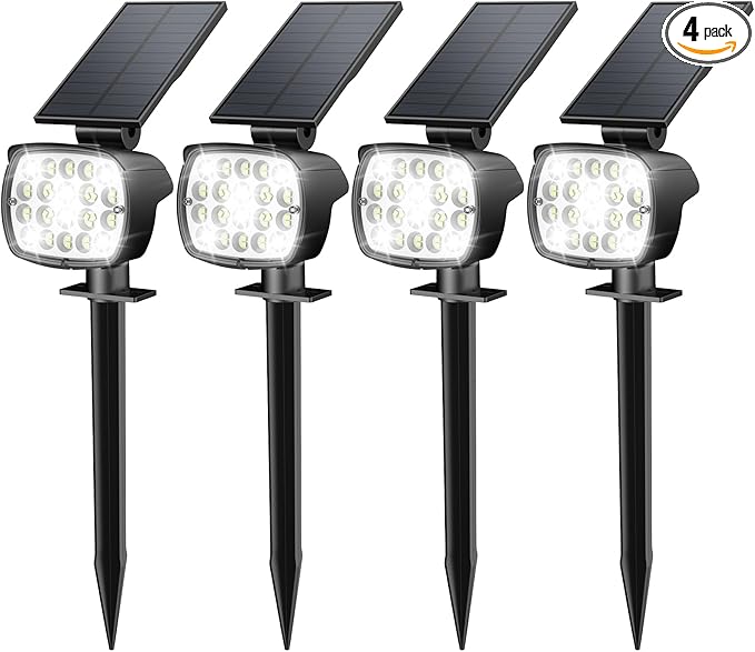 Kaxiida Solar Lights Outdoor Waterproof - 2025 Upgrade 3 Level Ultra Bright Spot Lights Uplights, LED Landscape Spotlight for Tree, Pathway, Wall, Adjustable Solar Panel Auto On/Off