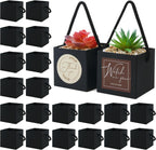 Temlum 2.5 Inch Succulent Wrap Bags (Fits 2.5″ Pots) with Thank You & Watch Me Grow Stickers, Small Succulent Gift Box for Wedding, Baby Shower, Succulent Party Favors for Guests (Black 40pcs)
