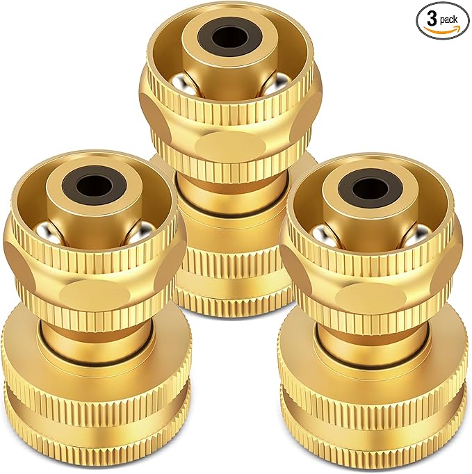 Twinkle Star Brass Hose Nozzle 3 Pack, 3/4 Inch Upgraded Heavy Duty Brass Power Nozzles, Adjustable Twist Pressure Sprayer for Garden, Patio