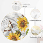Yellow Sunflowers Living Room Curtains 84 Inch Length, Window Curtains Tab Top, Vintage Country Flowers Butterfly Wood Board Light Filtering Window Treatments Drapes 42"x84" 2 Panel