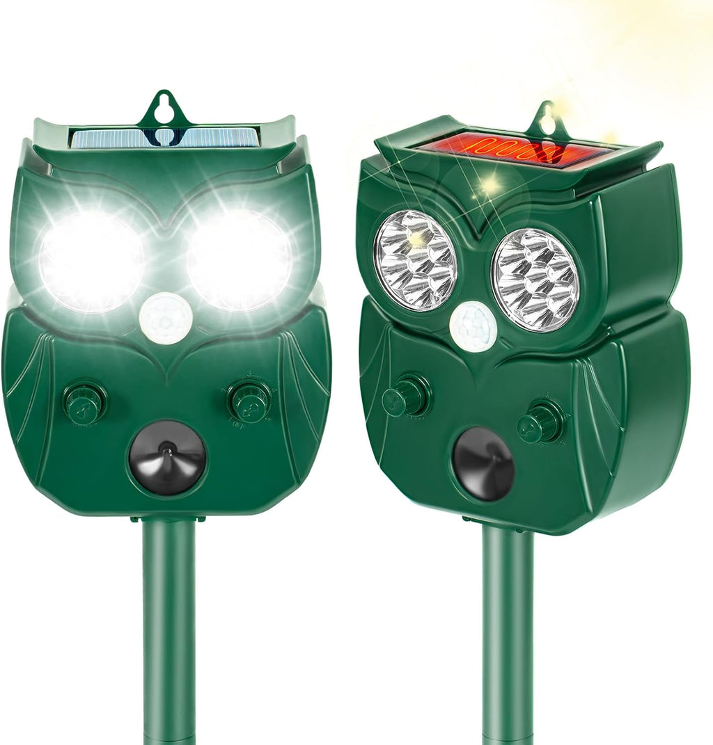 Solar Ultrasonic Animal Repellent Outdoor, 4Pack Waterproof Deer Repellent Devices with RIP Motion Sensor, Cat Repellent with LED Flashing Lights, Raccoons, Skunks, Rabbits Deer Deterrent Outdoor