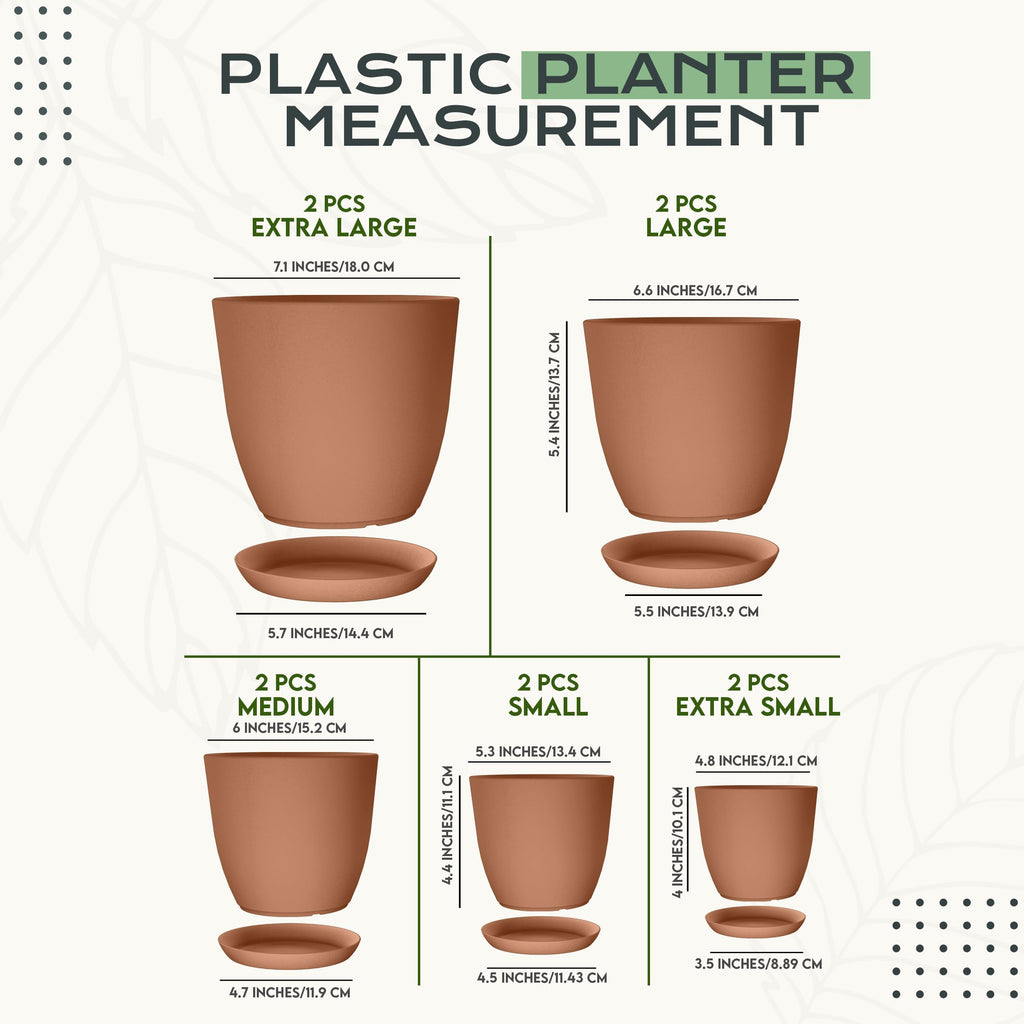 Plant Pots Indoor with Drainage 10 Pack Multi-Size Planters Set Terracotta
