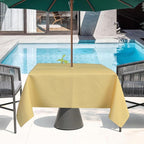 Outdoor Tablecloth Wrinkle-Free Stain Resistant Waterproof Polyester Fabric Table Cover with Zipper Umbrella Hole for Picnic/Party/Dinner/Patio Garden(60×60inch Square,Zippered,Yellow)