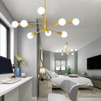 Modern Chandelier Ceiling Light Fixture, 53InchH Sputnik Chandeliers for Dining Room Hanging Light Fixtures Over Table Height Adjustable for Bedroom Kitchen Island Foyer 8-Light Gold