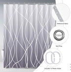 Punkray Ombre Purple Shower Curtain for Bathroom with Hooks, White Shower Curtain Set, Stripe Bath Curtains Decorative Shower Curtains Water Repellent Washable, 72 x 72