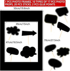 18pcs Blank Photo Booth Props Black Chalkboard Photo Booth Props Frame with Bubble DIY Photo Props for Birthday Wedding Party Supplies(Black)