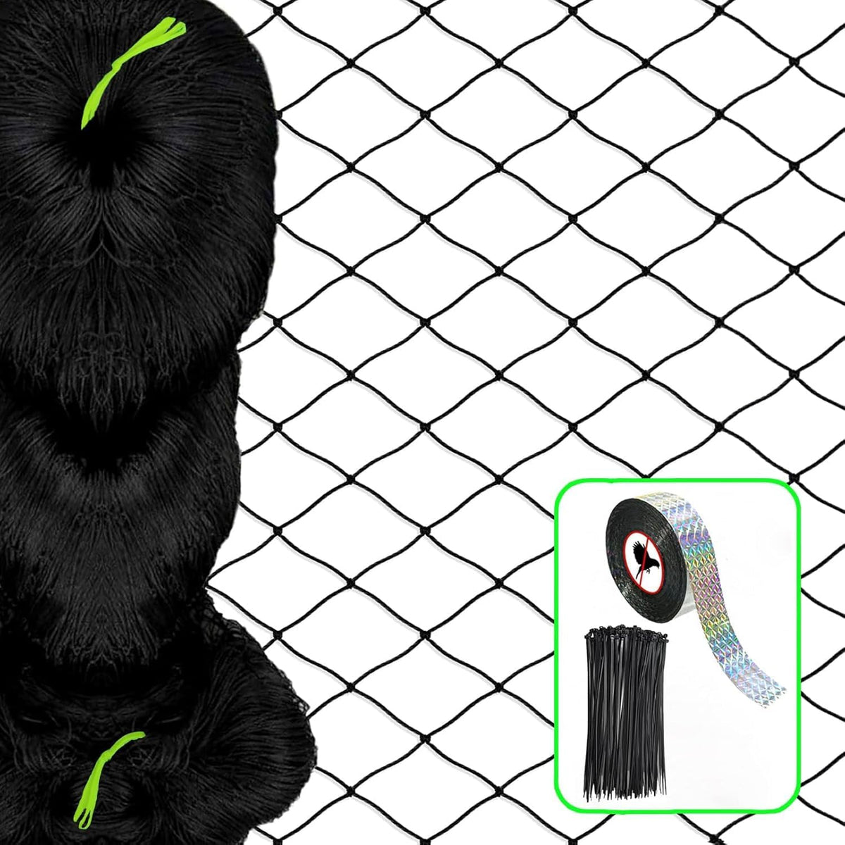 Bird Netting, Heavy Garden Netting Reusable Protective Garden Netting for Plants Fruit Trees Vegetables Against Birds and Other Animals (5cm hole-16'x50')