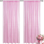 Matte Pink Sequin Backdrop Curtain 2 Pieces 2FTx8FT Glitter Photography Backdrop for Party Wedding Birthday Christmas Decorations