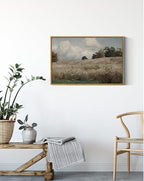InSimSea Framed Canvas Wall Art Vintage Decor, Farmhouse Scenery Vast Field Grassland Paintings, Large Prints, Nature Landscape Wall Decoration for Living Room Bedroom Bathroom Home Decor, 16"x24"