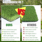 Petgrow Luxurious Artificial Grass Realistic Turf 1 X 80 Feet,1.57 Inch Pile Height Ultrathick Indoor/Outdoor Dog Fake Faux Grass,Synthetic Grass Rug Garden Landscape Patio,Drainage Holes