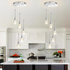 cenzoz 5-Lights Modern Pendant Lights for Kitchen Island LED Dimmable Chandelier Crystal Glam Ceiling Pendant Lighting for Dining Room Hallway Bedroom Lamp Brushed Nickel